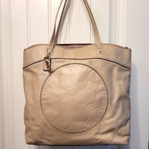 Coach soft leather zip up tote